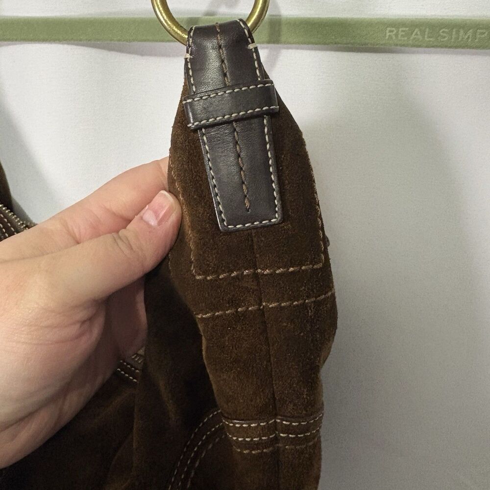 Vtg COACH Suede Soho Hobo Purse Brown Leather Handbag Crescent Y2K - Picture 8 of 12